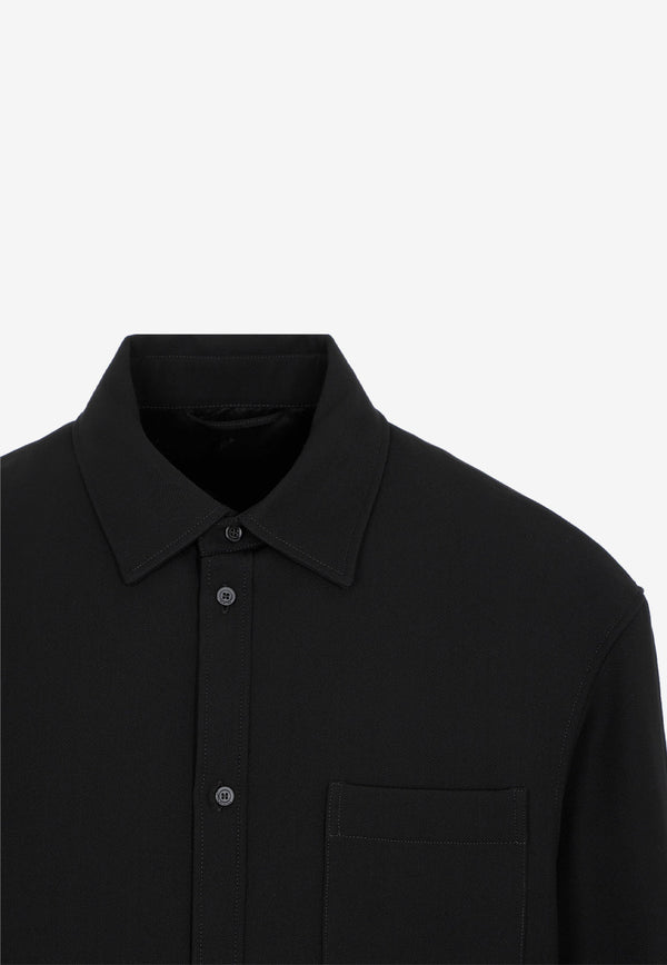 Balenciaga Long-Sleeved Wool Overshirt Black 704451-TIT22-1000BLACK