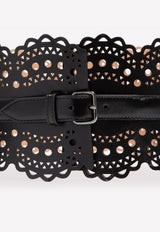 Lux Mini Vienne Cutout Vague Calf Leather Belt
