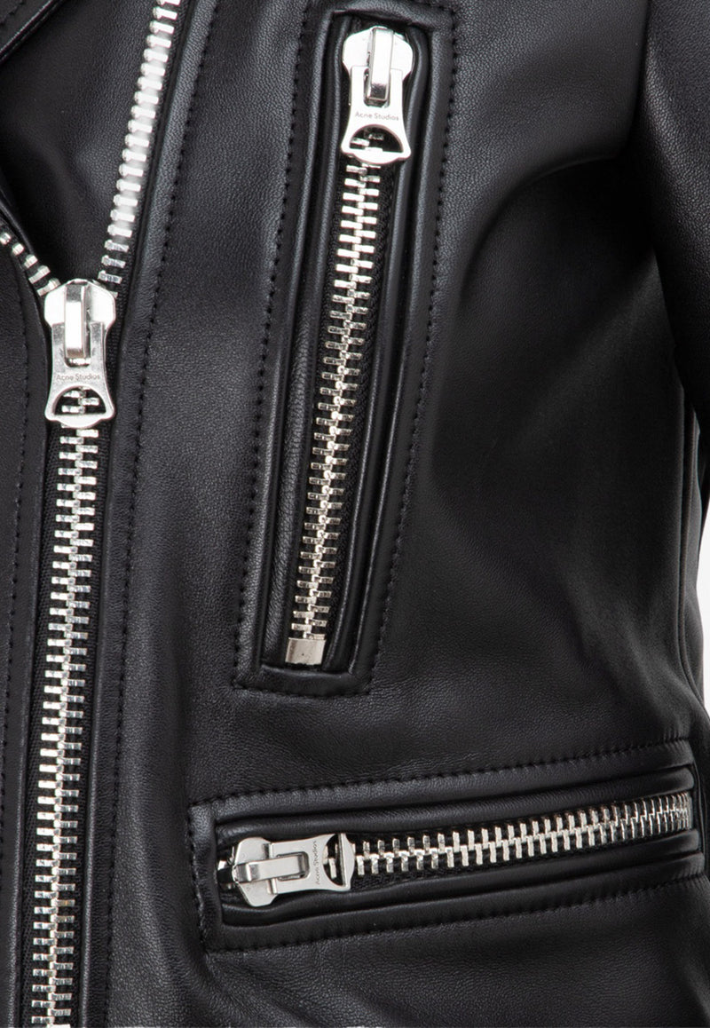 Acne Studios Black Cropped Biker Leather Jacket A70065-900