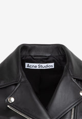 Acne Studios Black Cropped Biker Leather Jacket A70065-900