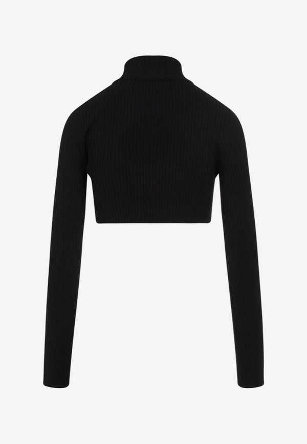 Cut-Out Rib Knit Cropped Top