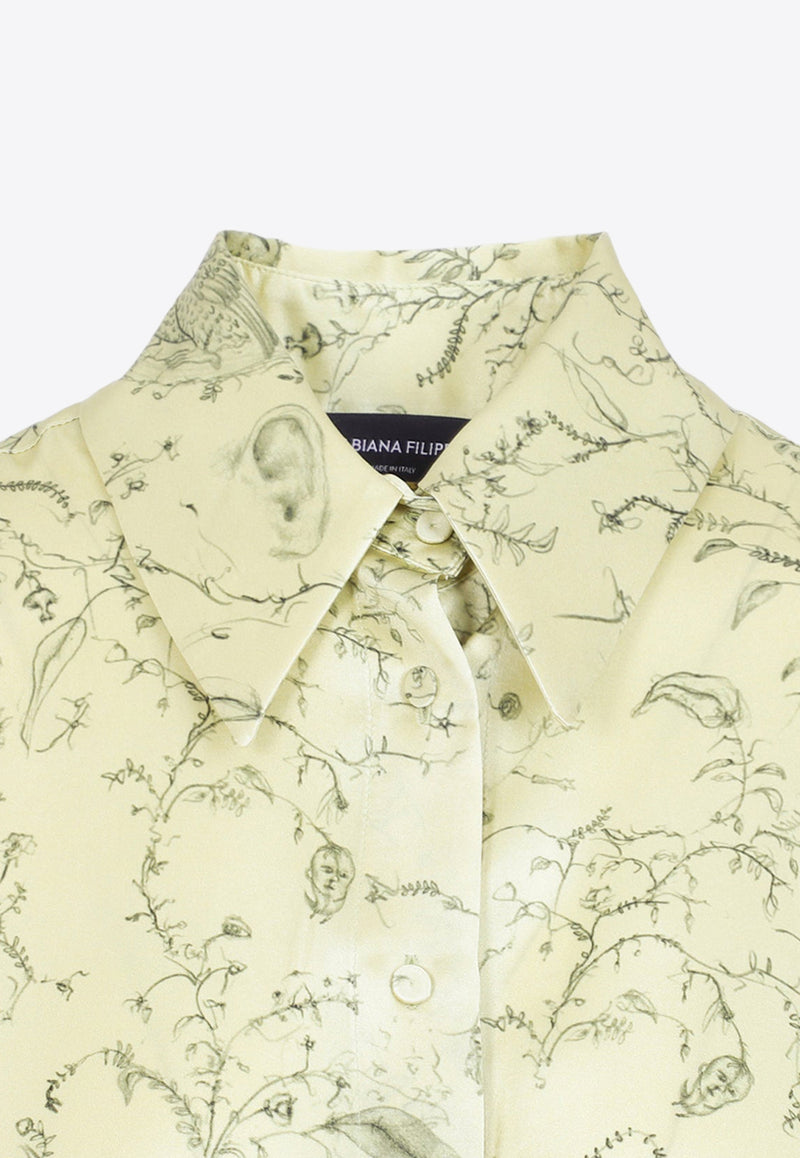Printed Sleeveless Silk Shirt