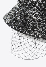 Souna Sequined Veil Cloche Hat