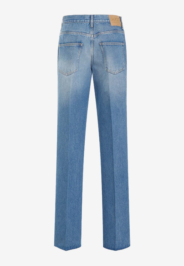 Washed-Out Straight-Leg Jeans