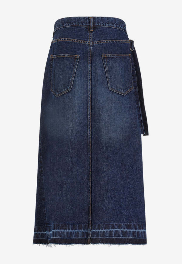 Deconstructed Midi Denim Skirt