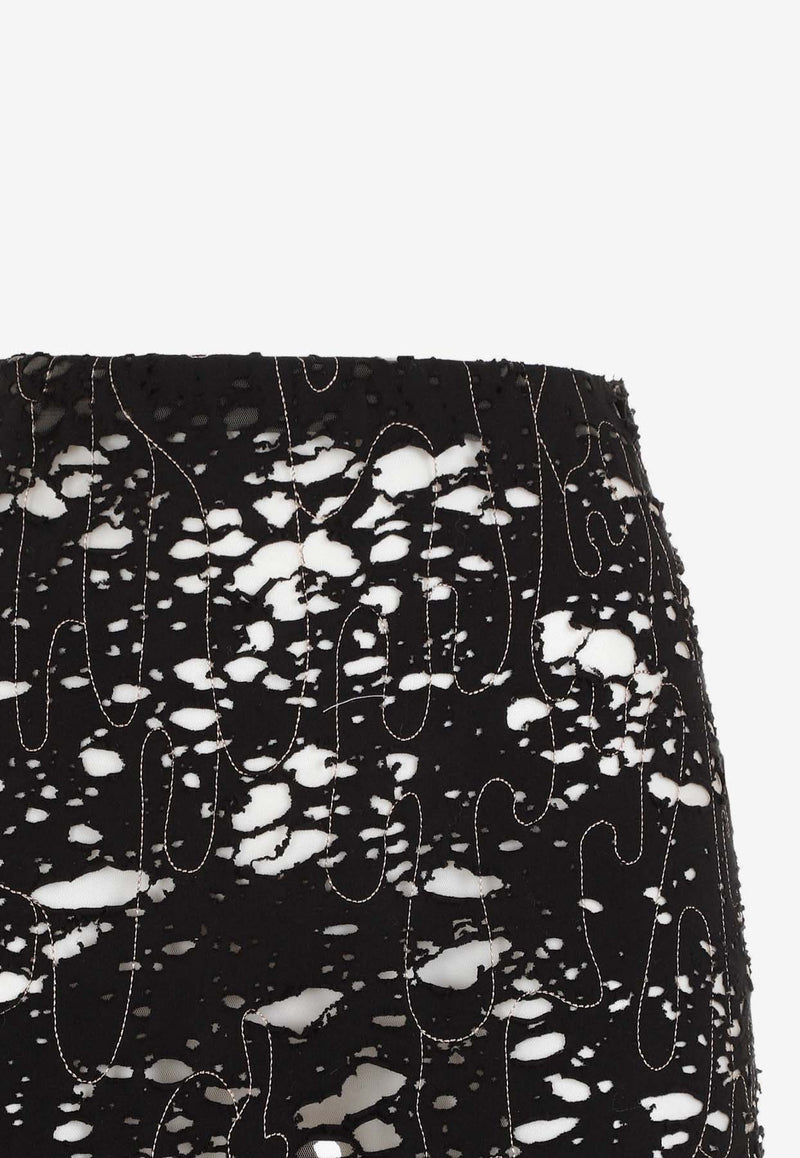 Paneled Destroyed Maxi Skirt