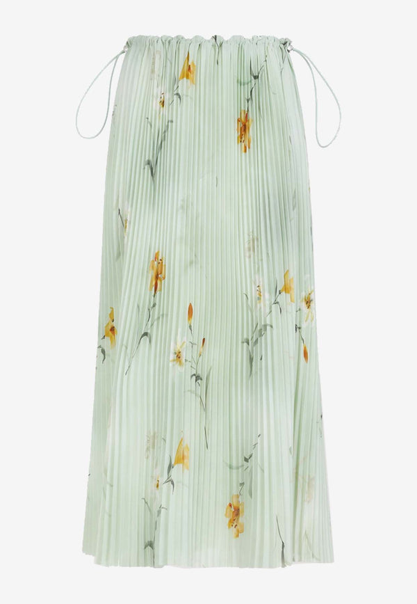 Floral Plisse Midi Skirt