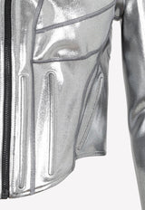 Zip-Up Boned Metallic Jacket