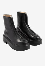 The Row Black Zipped Oversized Ankle Boots in Leather F1144.L64R