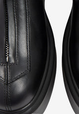 The Row Black Zipped Oversized Ankle Boots in Leather F1144.L64R