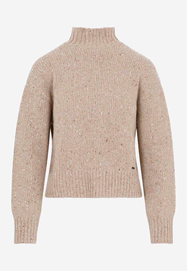 Bouclé Cashmere High-Neck Sweater