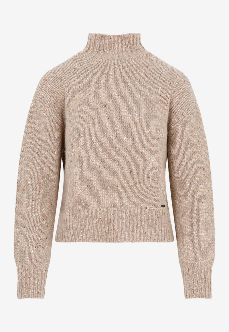 Bouclé Cashmere High-Neck Sweater