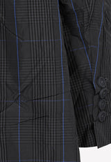 Balenciaga Checkered Long Nylon Raincoat  720027.TNO74 1240 GREY