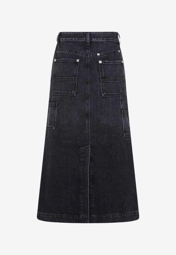 A-line Midi Denim Skirt