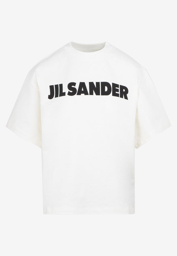 Jil Sander Logo Print Boxy T shirt 42506734534837 J02GC0001.J45148 102 PORCELAIN