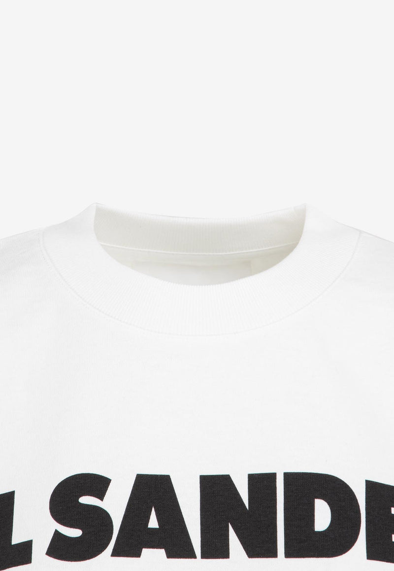 Jil Sander Logo Print Boxy T shirt 42506734600373 J02GC0001.J45148 102 PORCELAIN