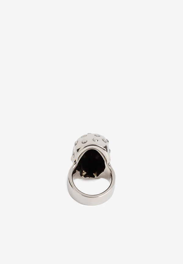 Crystal-Embellished Skull Ring