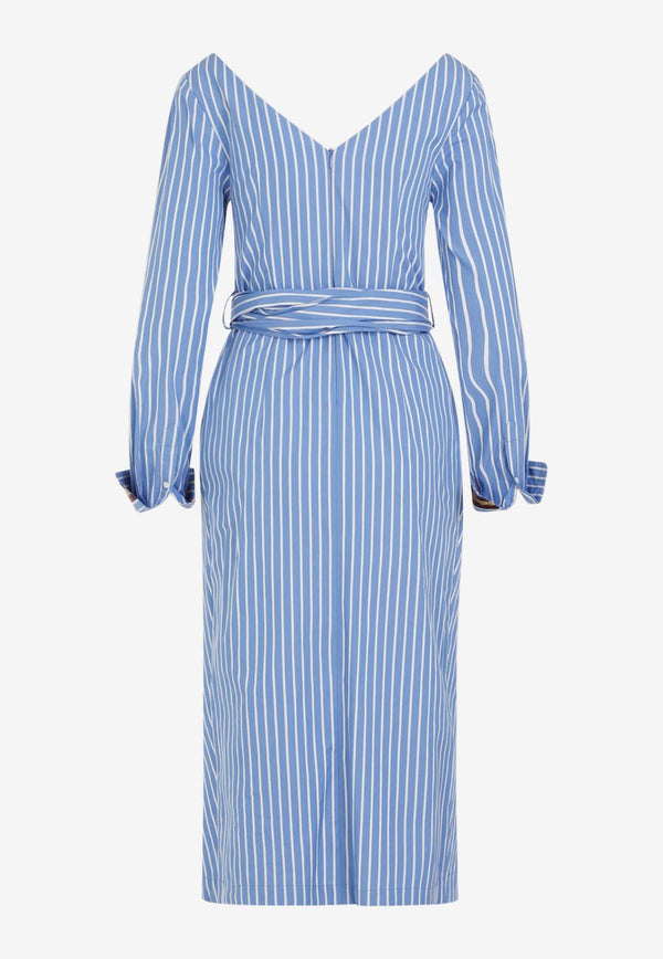 Dolada Asymmetric Striped Midi Dress
