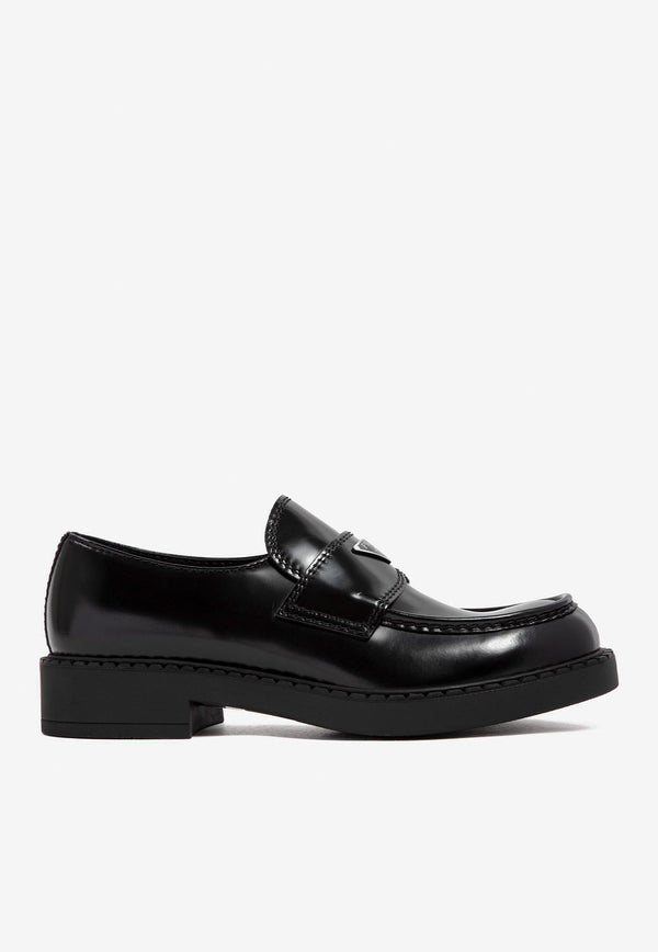 Logo Loafers in Brushed Leather