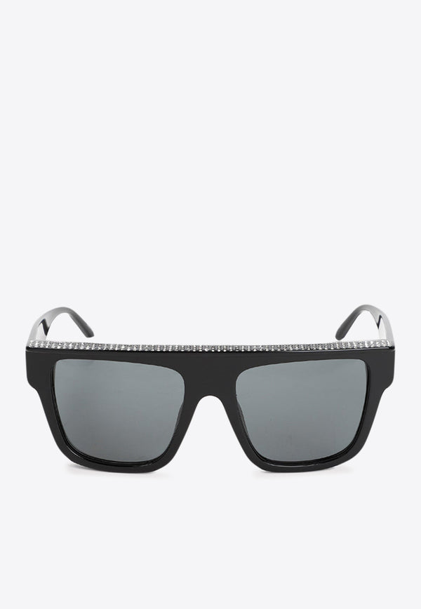 Vintage Wayfarer Crystal Square Sunglasses