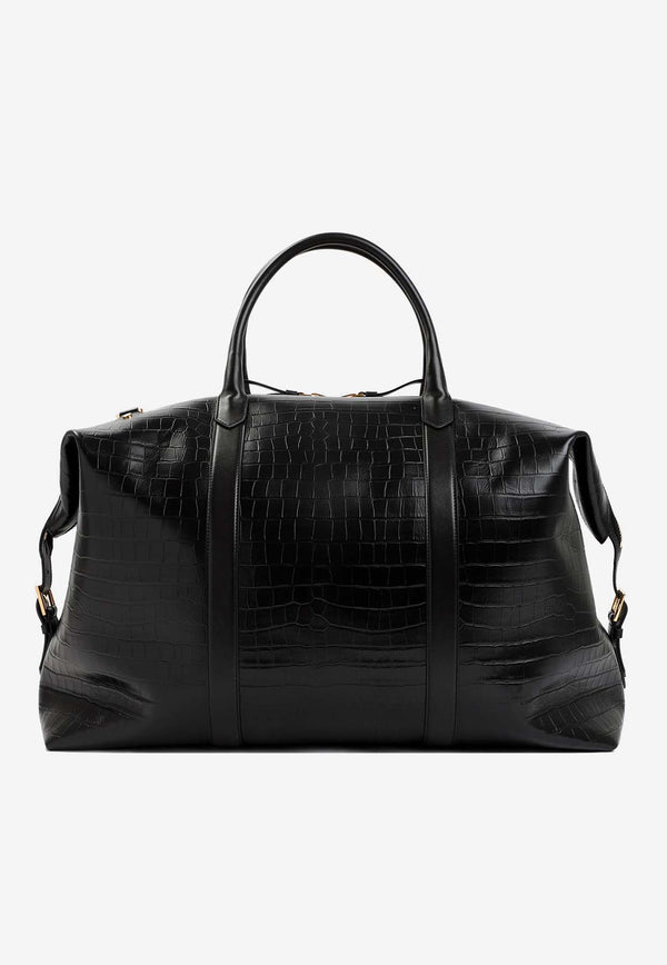 Duffle Bag in Croc-Embossed Calf Leather