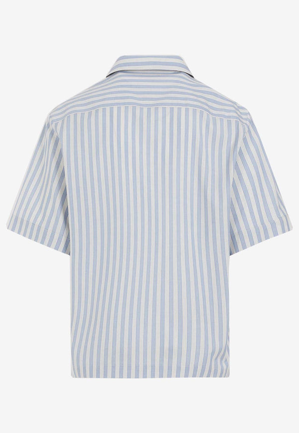 Striped Pegaso-Embroiered Bowling Shirt