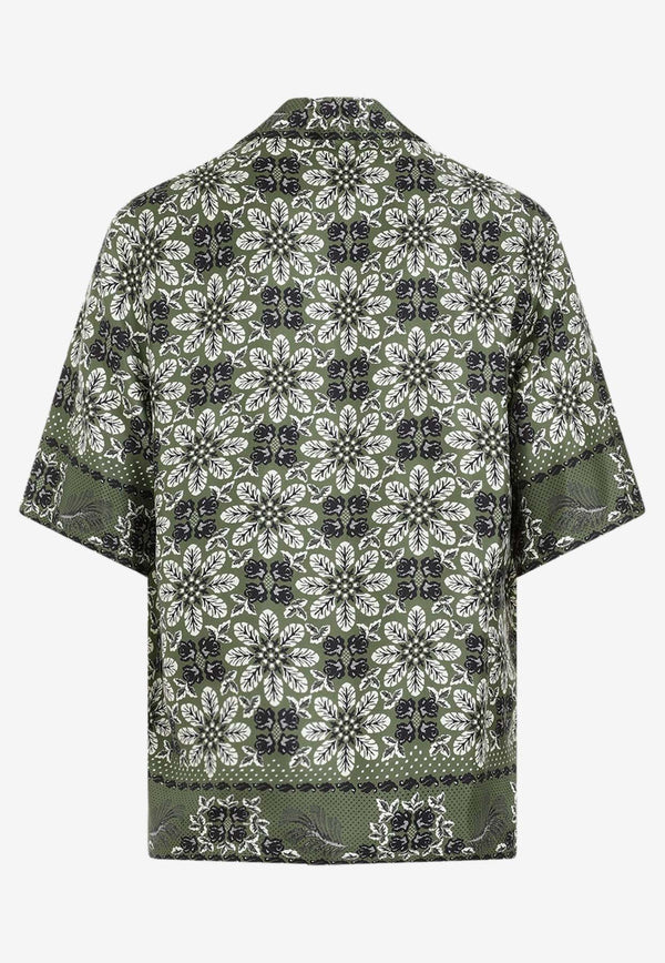 Short-Sleeved Silk Floral Shirt