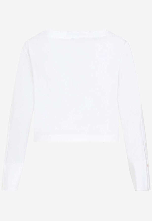 Long-Sleeved Boat-Neck Top