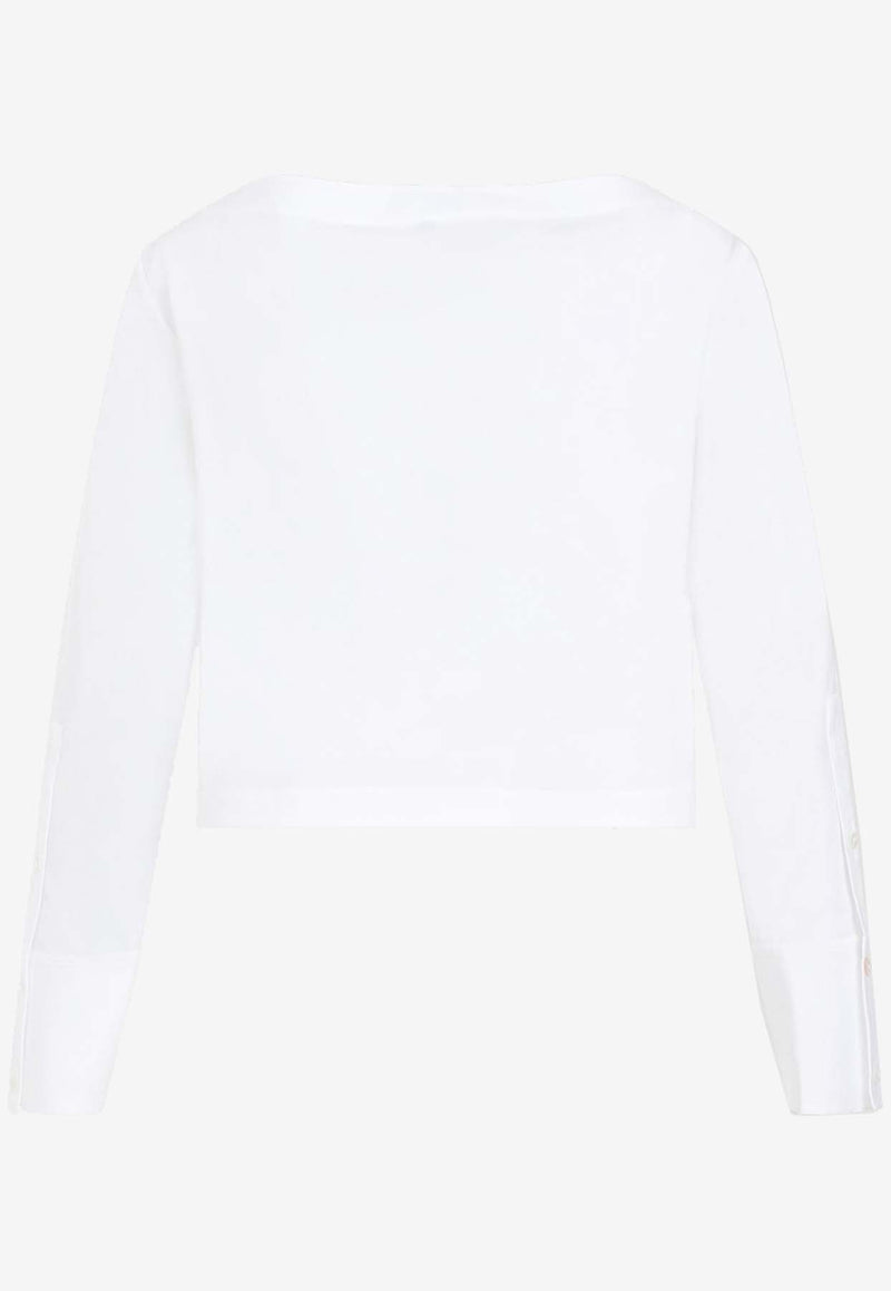 Long-Sleeved Boat-Neck Top