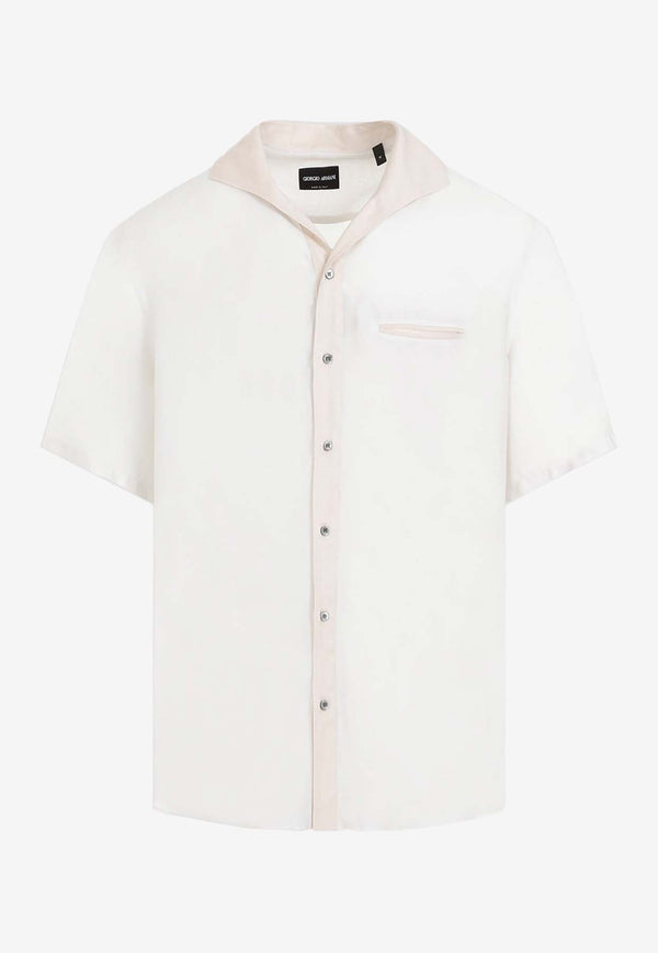 Spread-Collar Short-Sleeved Shirt