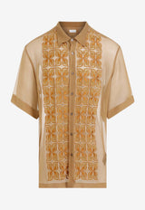 Flora-Panel Wrinkled Silk Shirt