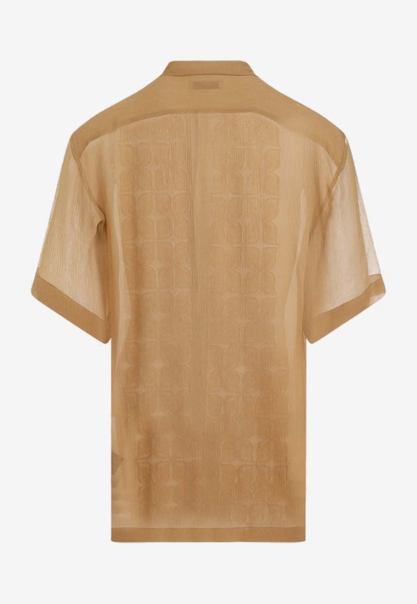 Flora-Panel Wrinkled Silk Shirt