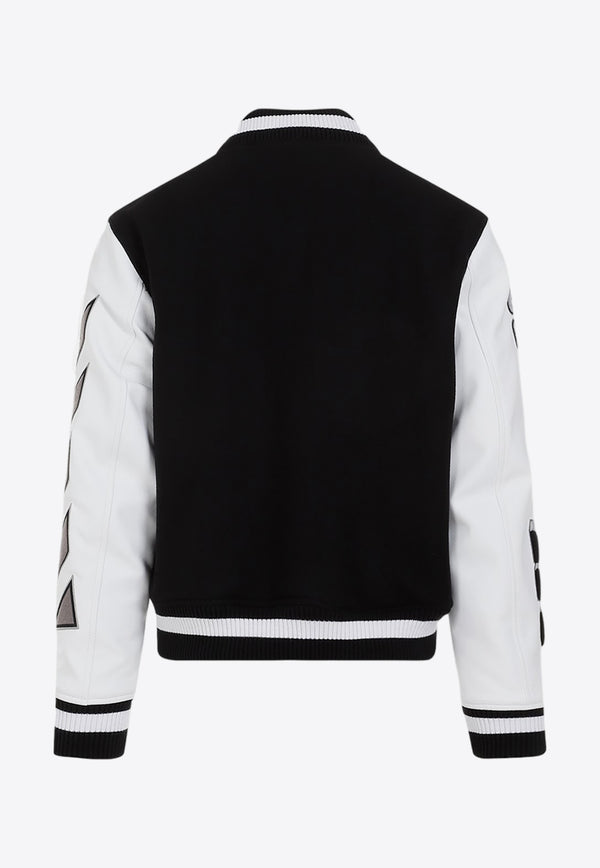 ((Logo-Patch Leather Bomber