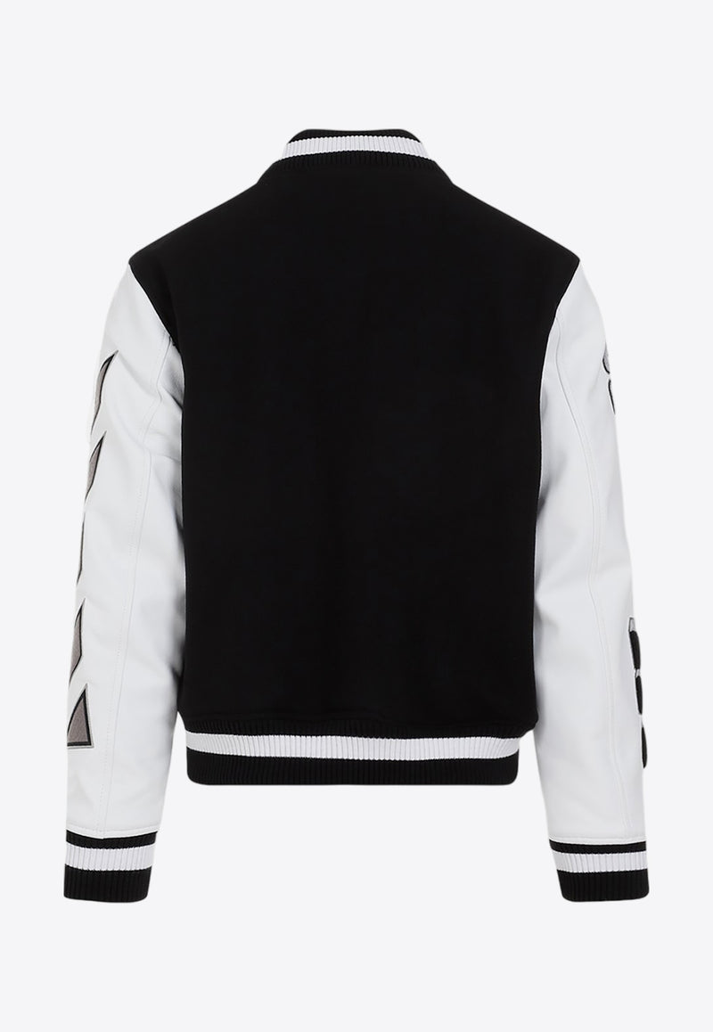 ((Logo-Patch Leather Bomber