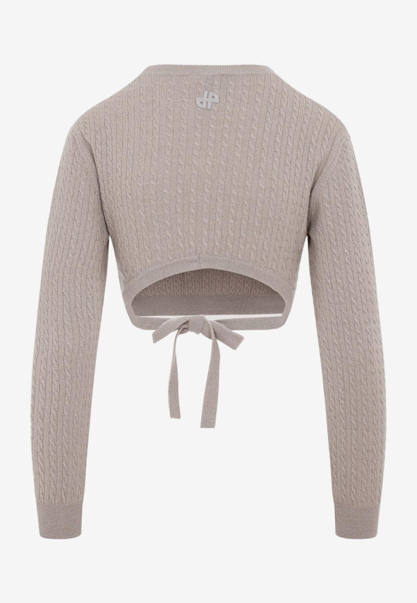 Cable-Knit Cropped Sweater in Wool and Cashmere