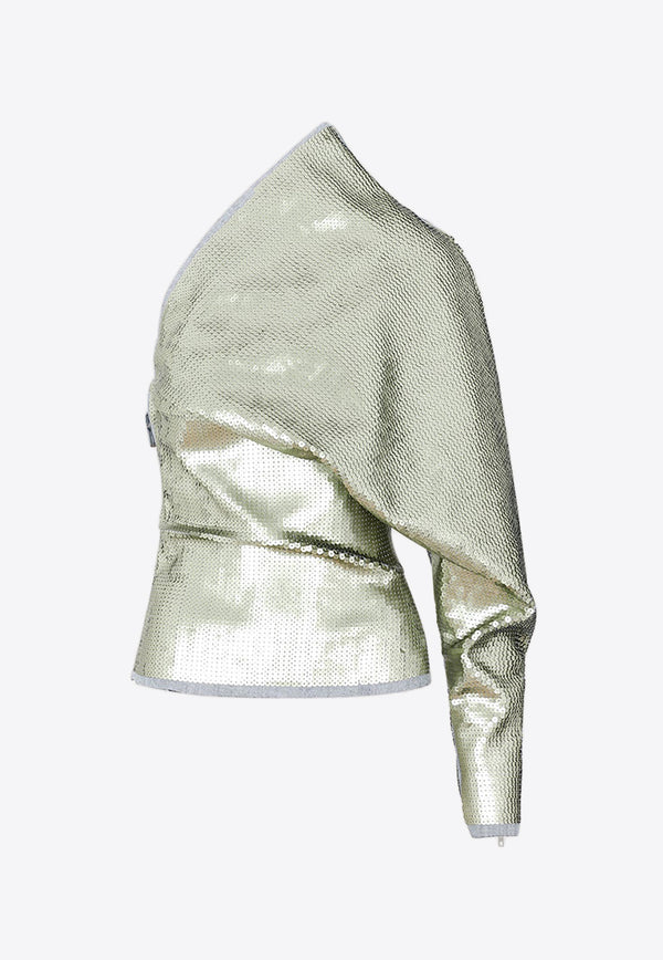 Sequin Embellished One-Shoulder Top