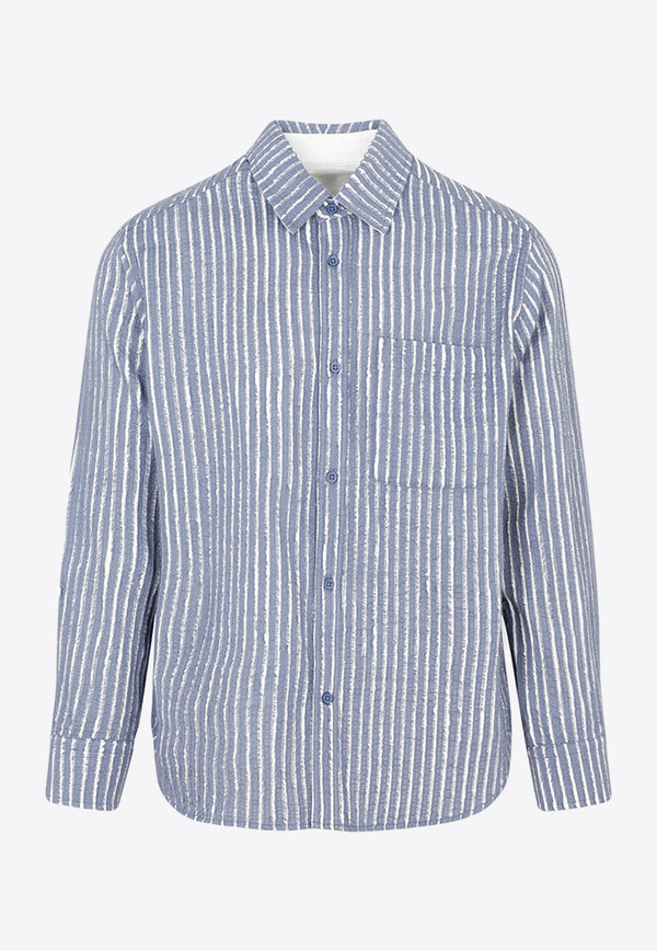 Frayed-Stripe Long-Sleeved Shirt