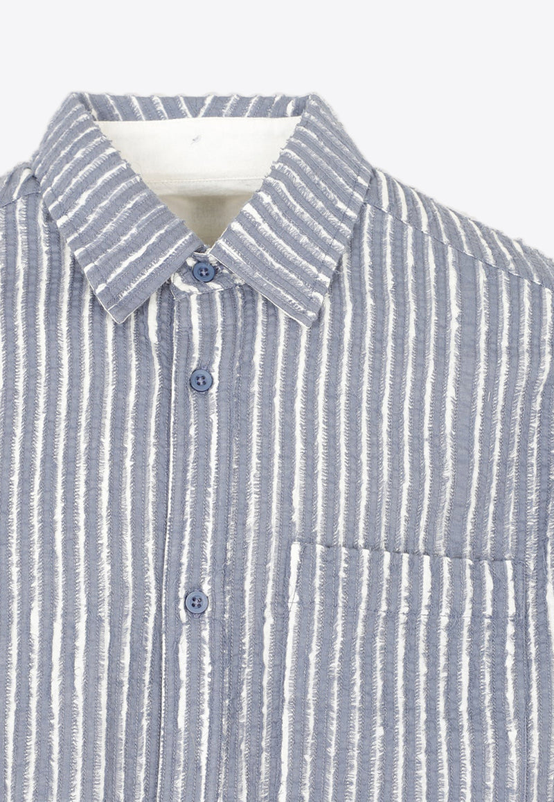 Frayed-Stripe Long-Sleeved Shirt