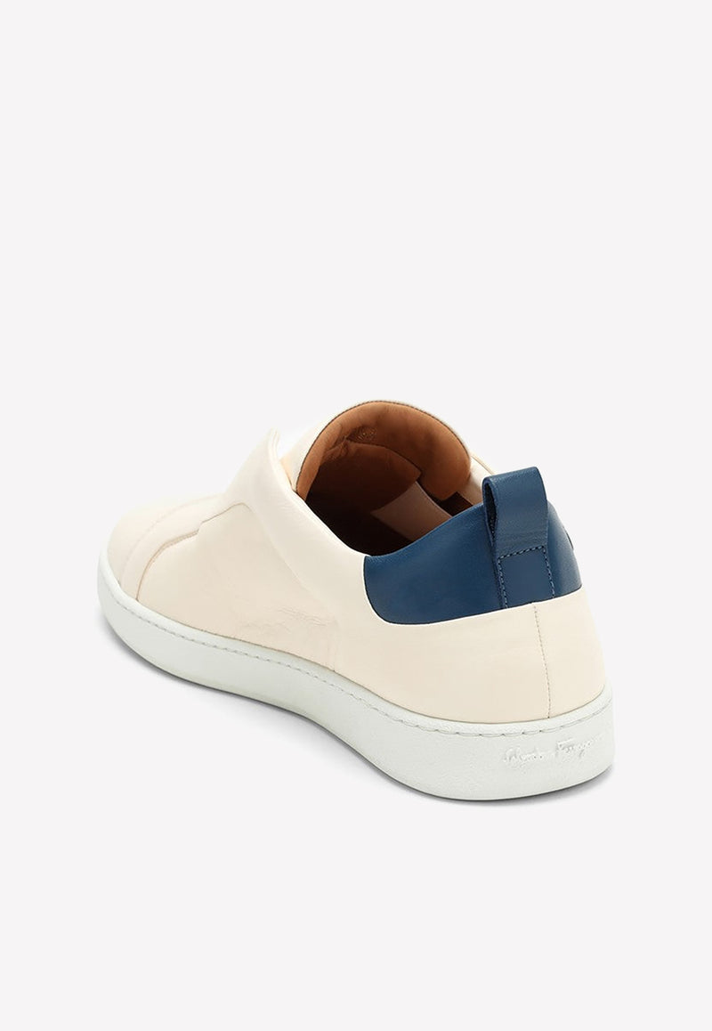 Salvatore Ferragamo Garda Slip-On Leather Sneakers White 0759991MLE/M_FERRA-OM