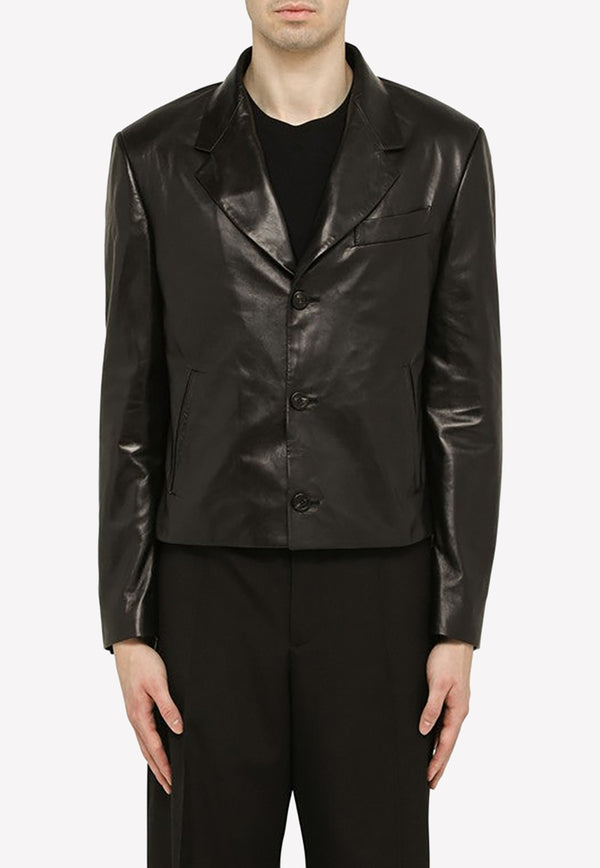 Salvatore Ferragamo Single-Breasted Leather Jacket Black 0761349LE/M_FERRA-NR