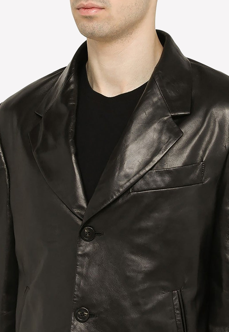 Salvatore Ferragamo Single-Breasted Leather Jacket Black 0761349LE/M_FERRA-NR