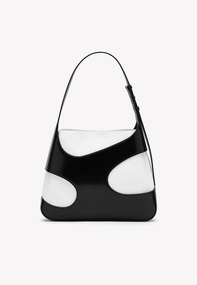 Salvatore Ferragamo Medium Shoulder Bag with Cut-Out Detailing Monochrome 0762303LE/M_FERRA-BW