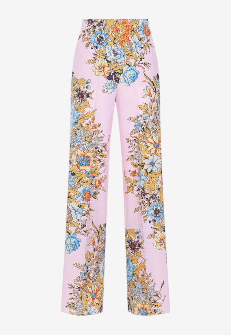 Floral Print Silk Pants