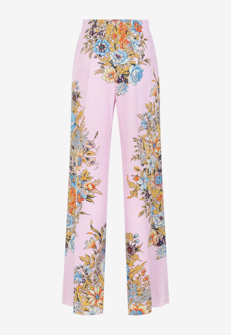 Floral Print Silk Pants