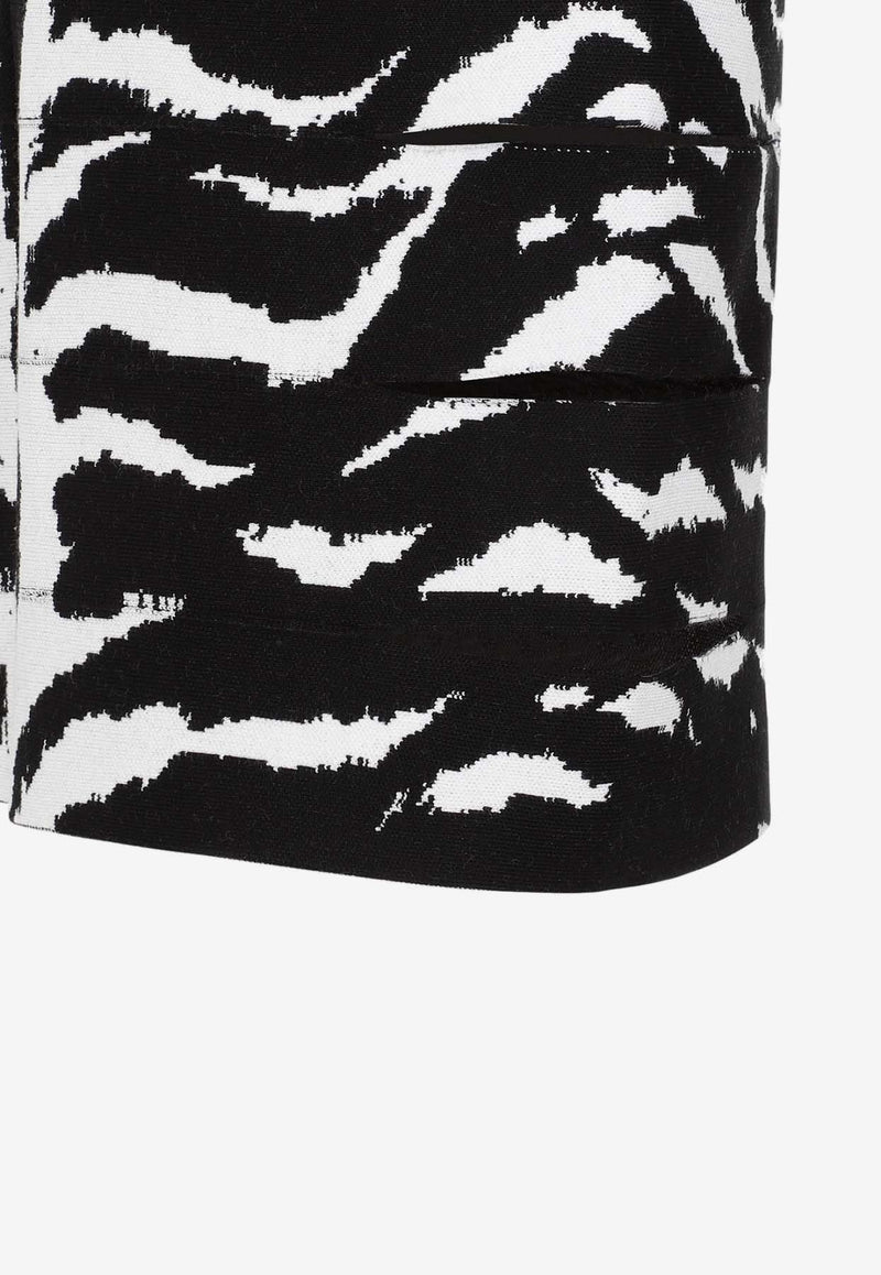 Zebra Print Pencil Midi Skirt