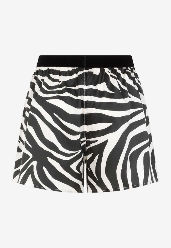 Zebra Print Silk PJ Shorts
