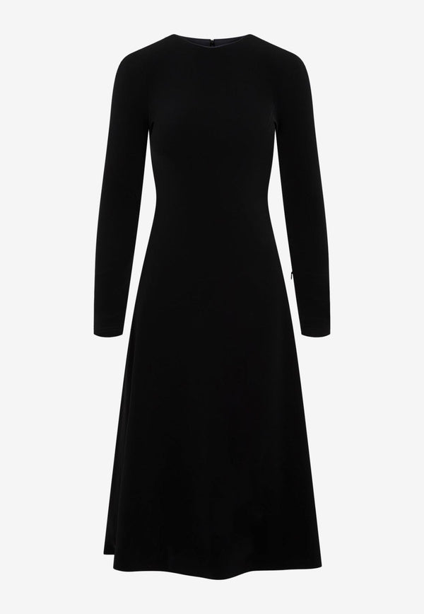 A-Line Long-Sleeved Midi Dress