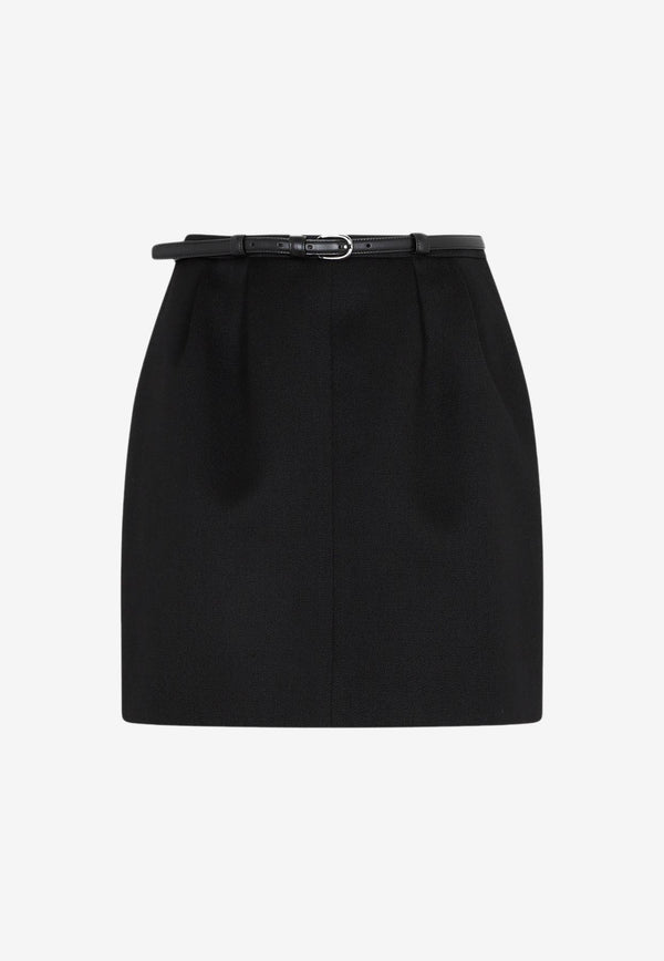 Twill Belted Mini Skirt