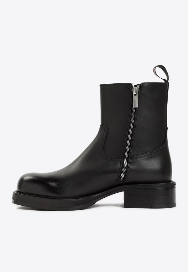 Sprayed Leather Ankle Boots
