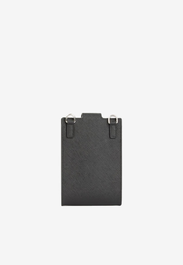 Saffiano Leather Phone Holder with Triangle Logo